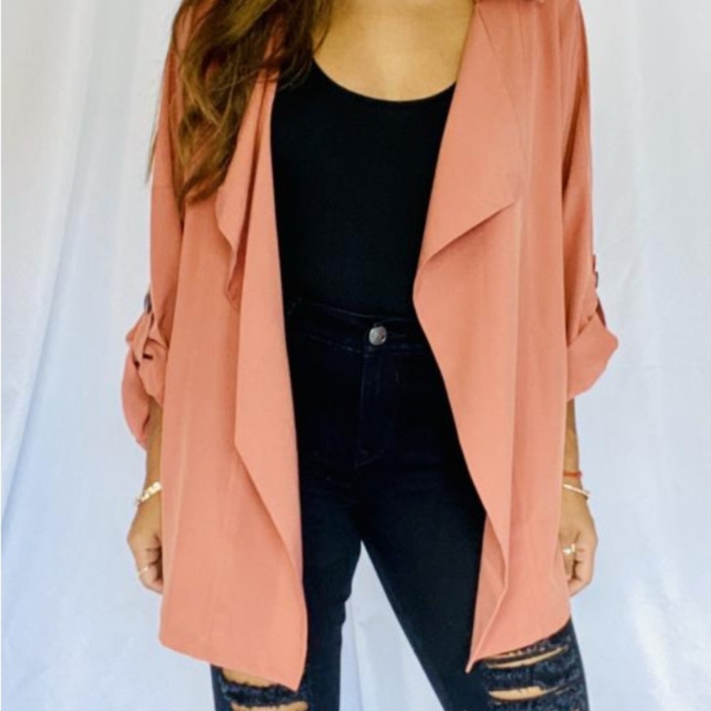 Bar III Women's Dusty Pink Drape Waterfall Blazer